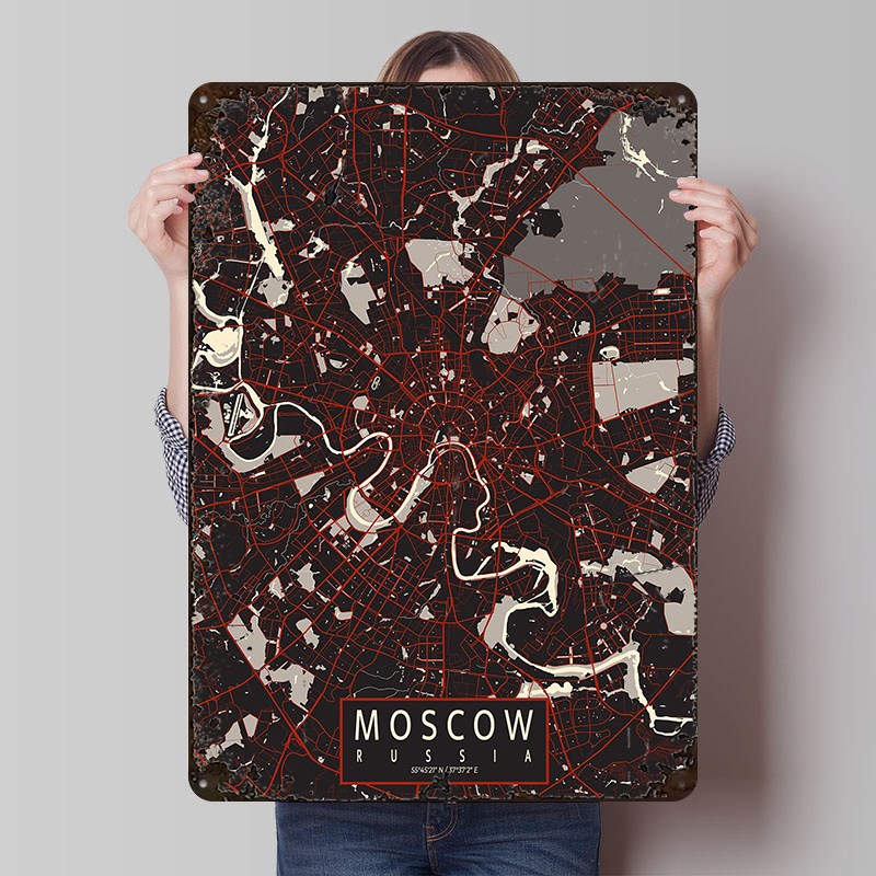 Custom Map Poster - Póster de Metal de Vector de