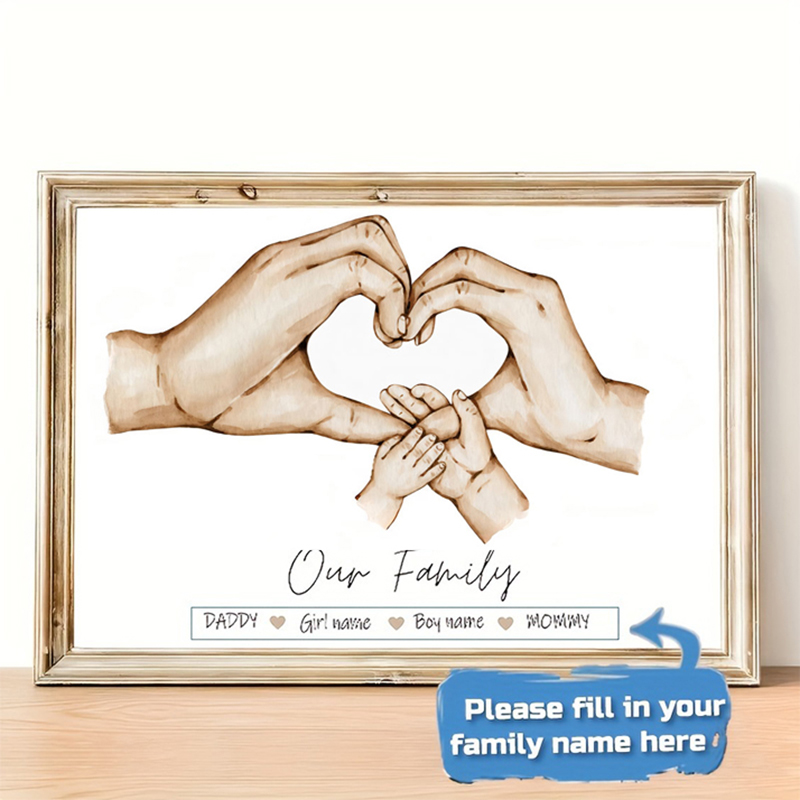 Personalized Name Box - Póster personalizado de mano familiar, pintura