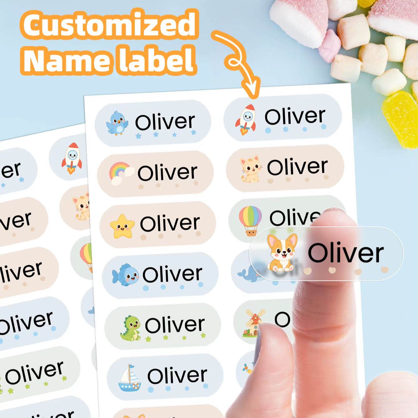 Personalised Candle Label - 1-400 pegatinas personalizadas con nombre de