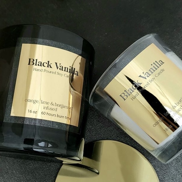 Personalised Candle Label - Pegatina personalizada de oro y plata