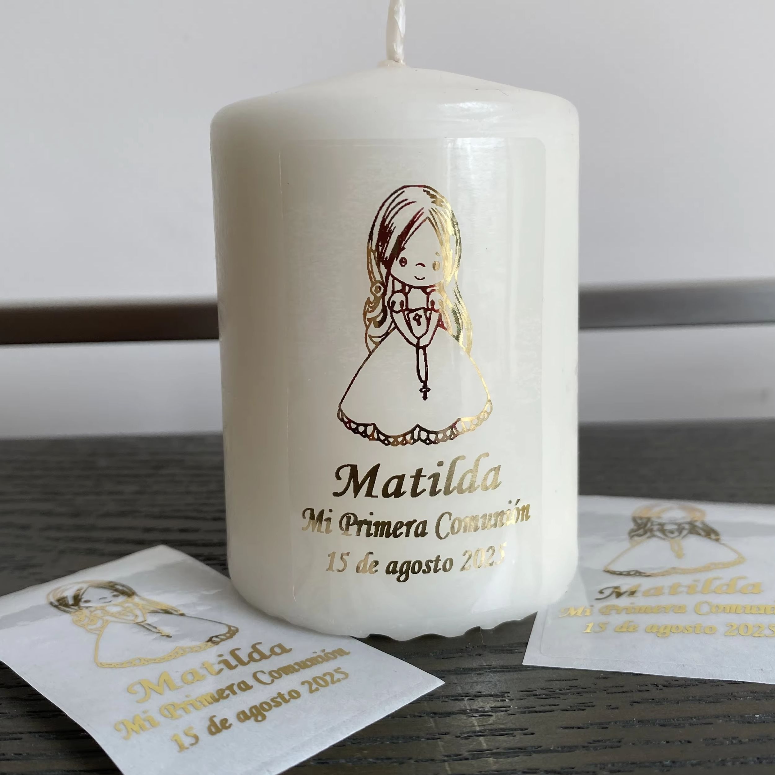 Personalised Candle Label - Pegatinas Personalizadas para la Primera Comunión