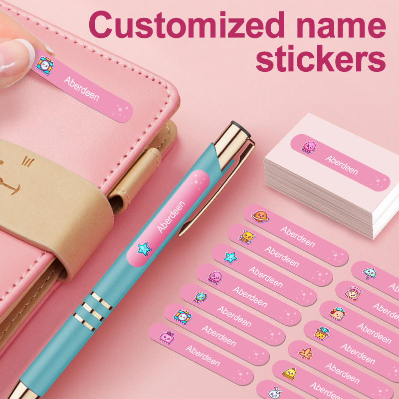 Personalized Name Box - Pegatinas Personalizadas Impermeables para Botellas Escolares