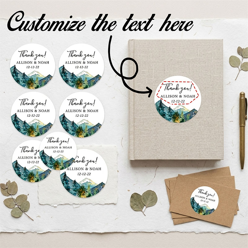 Personalized Name Box - Pegatinas Redondas Personalizadas con Logotipo de