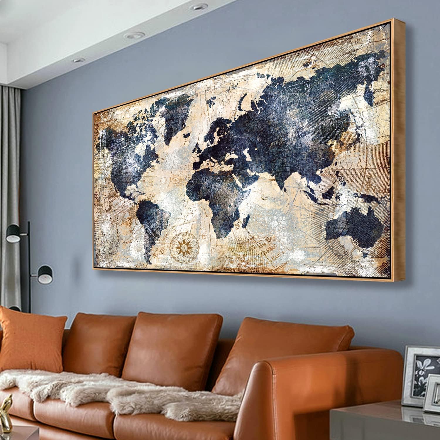 Custom Star Map - Mapa del mundo enmarcado, impresión artística