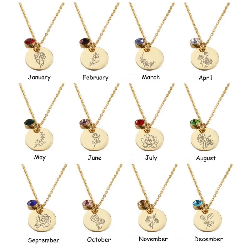Collar con colgante de acero i - Birth Flower Necklace reseña y precio