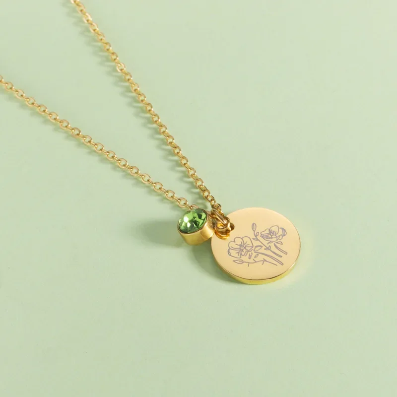 Collar con colgante de acero i - Birth Flower Necklace reseña y precio