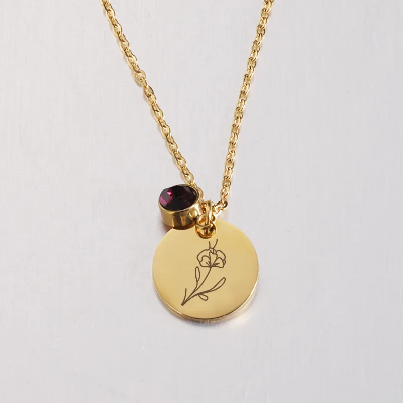 Collar con colgante de acero i - Birth Flower Necklace reseña y precio