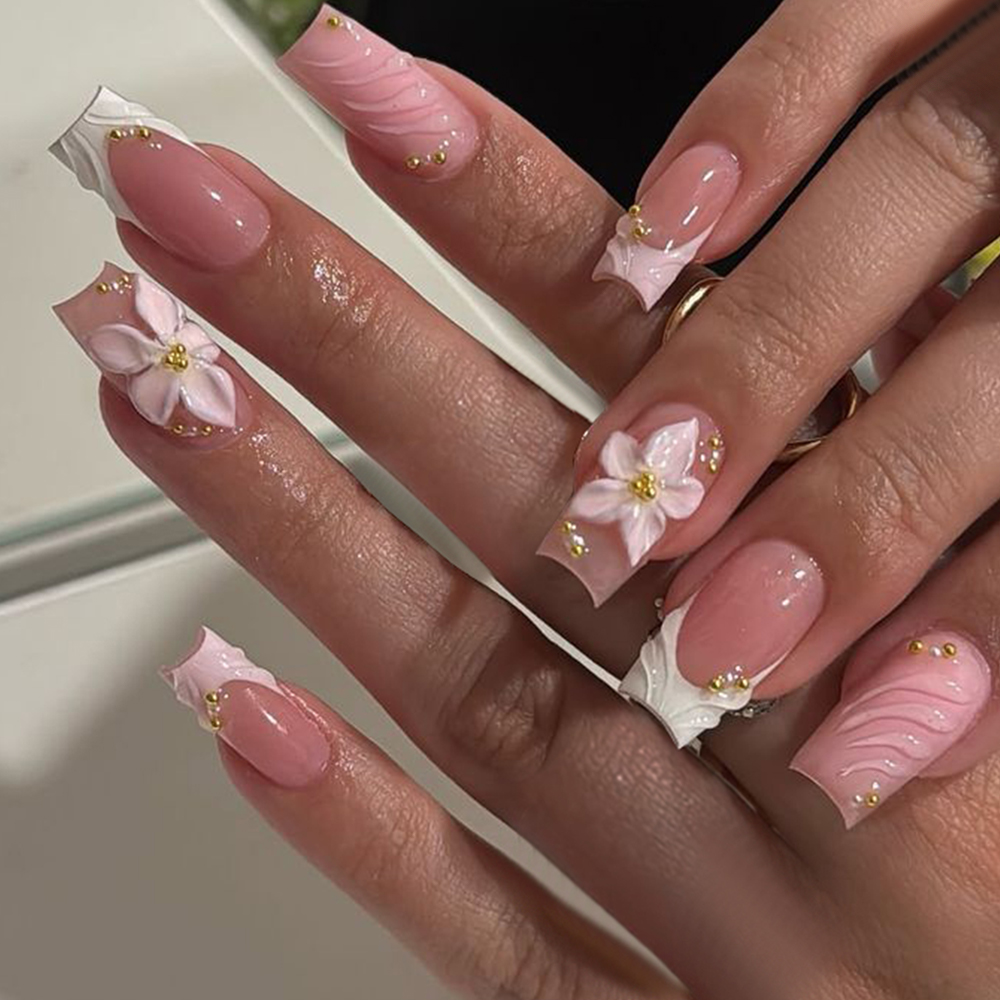 24 piezas por caja. Uñas posti - Pressed Flower Art reseña y precio