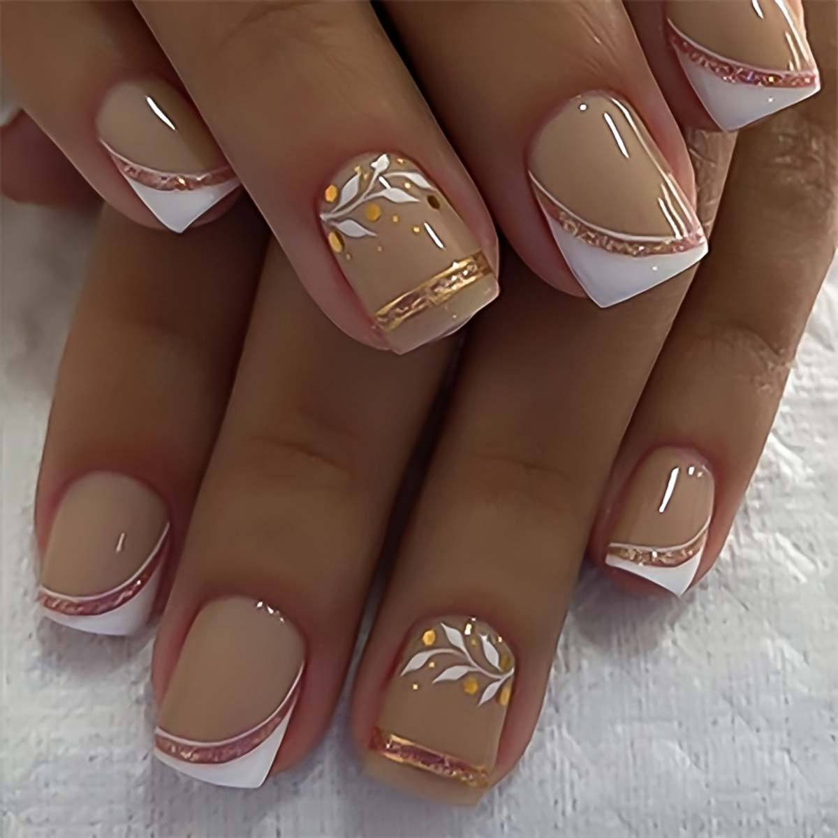 Uñas postizas cuadradas cortas - Pressed Flower Art reseña y precio