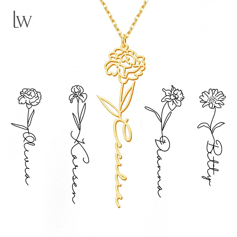 Collar personalizado con nombr - Birth Flower Necklace reseña y precio