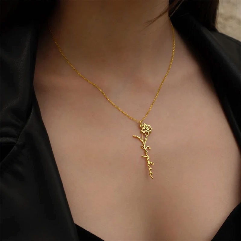 Collar personalizado con nombr - Birth Flower Necklace reseña y precio