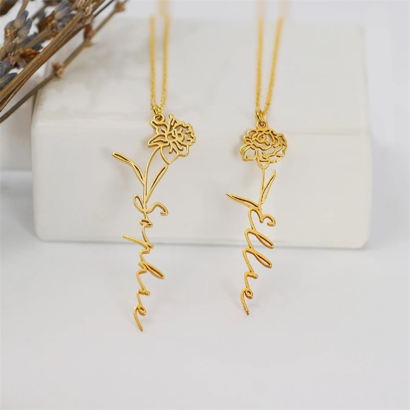 Collar personalizado con nombr - Birth Flower Necklace reseña y precio