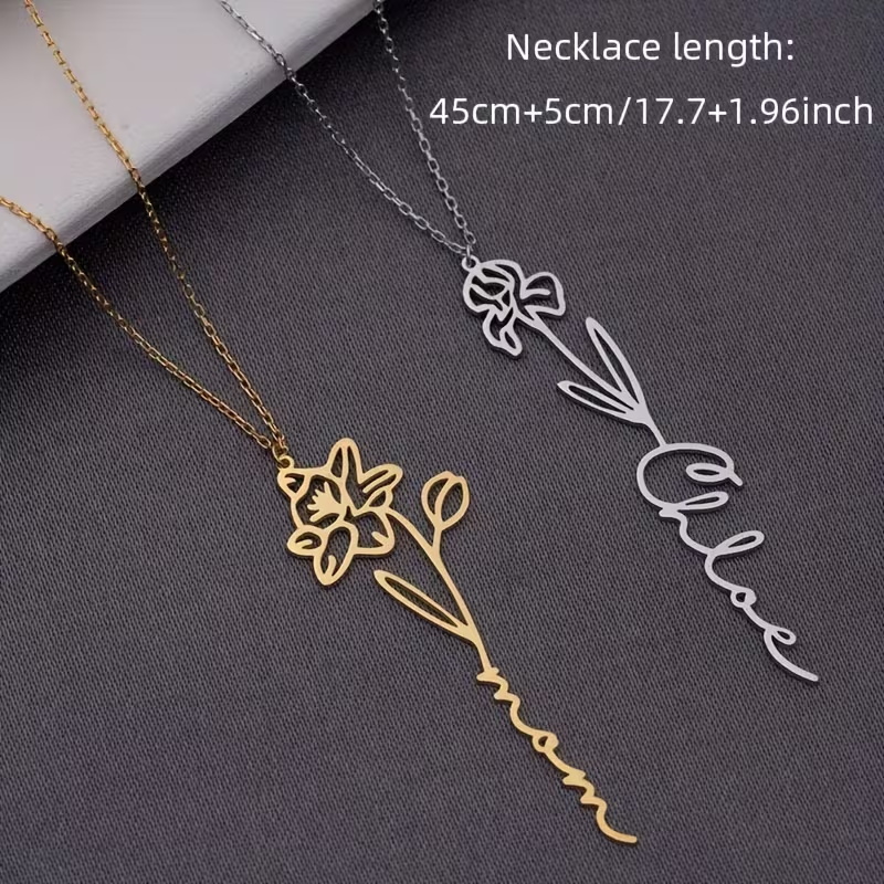 Collar Personalizado con Nombr - Birth Flower Necklace reseña y precio