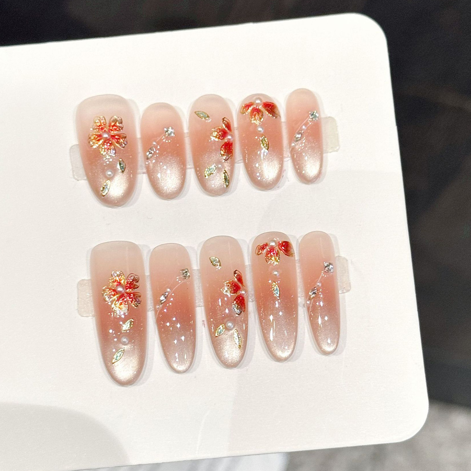 10 Uds uñas postizas hechas a  - Pressed Flower Art reseña y precio